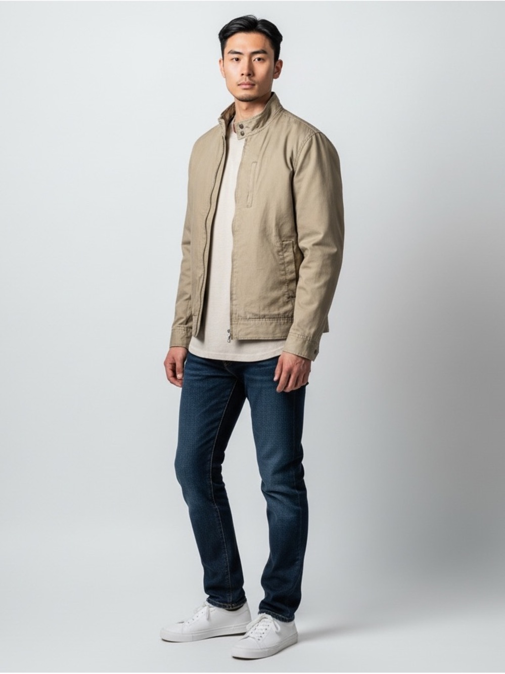 Rails Fremont Bomber Jacket Men’s Khaki Flannel Lined Collarless‎ - Size XL